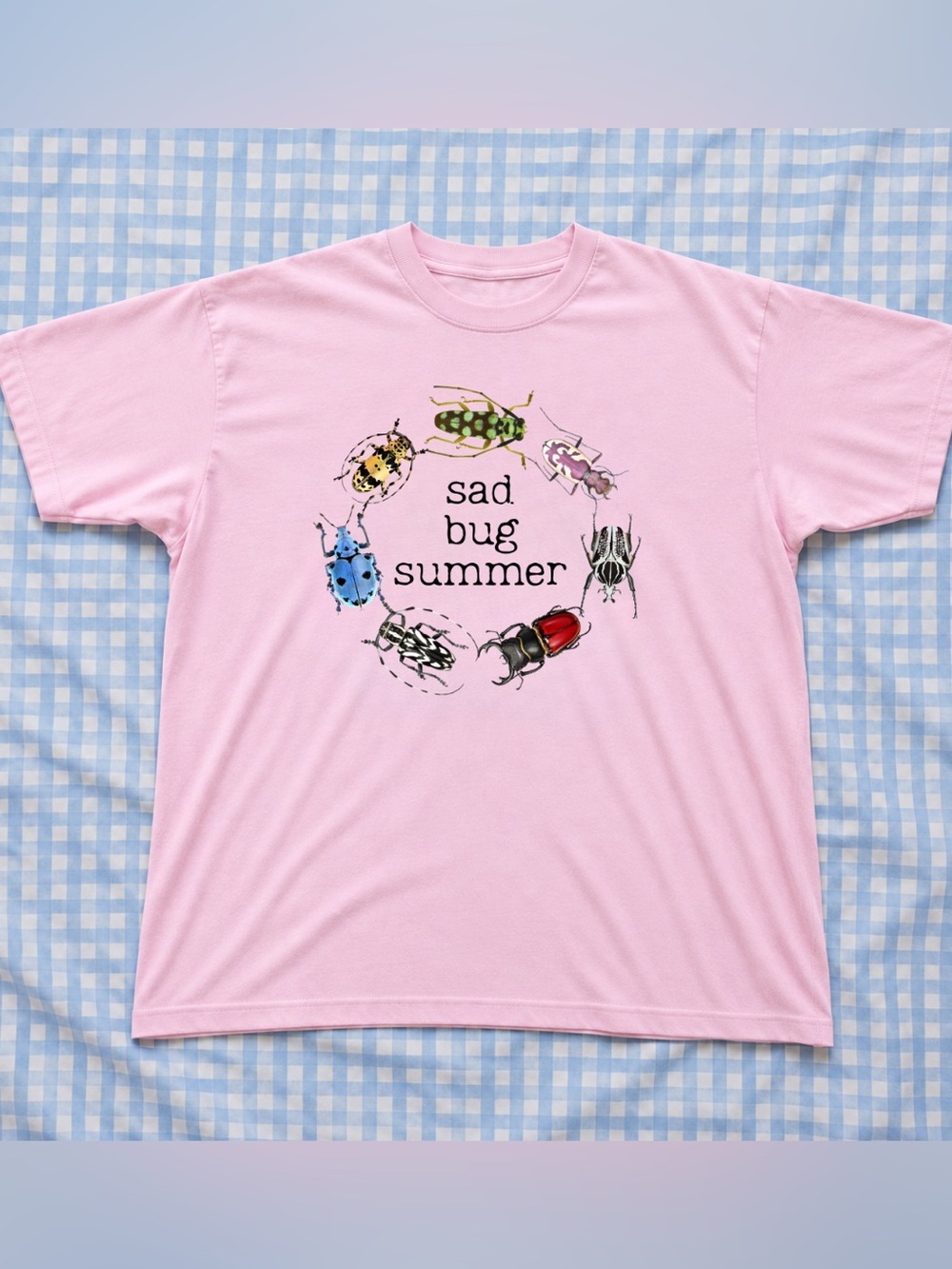 Colorful Bug Summer T‑Shirt - Pink Color Vintage